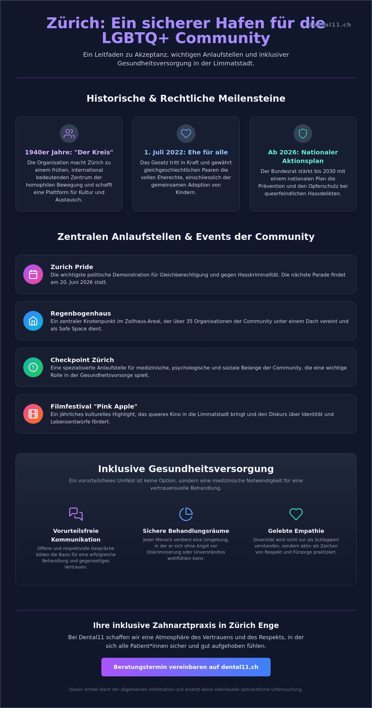 LGBTQ+ in Zürich: Inklusive Zahnmedizin in Enge & Sihlcity