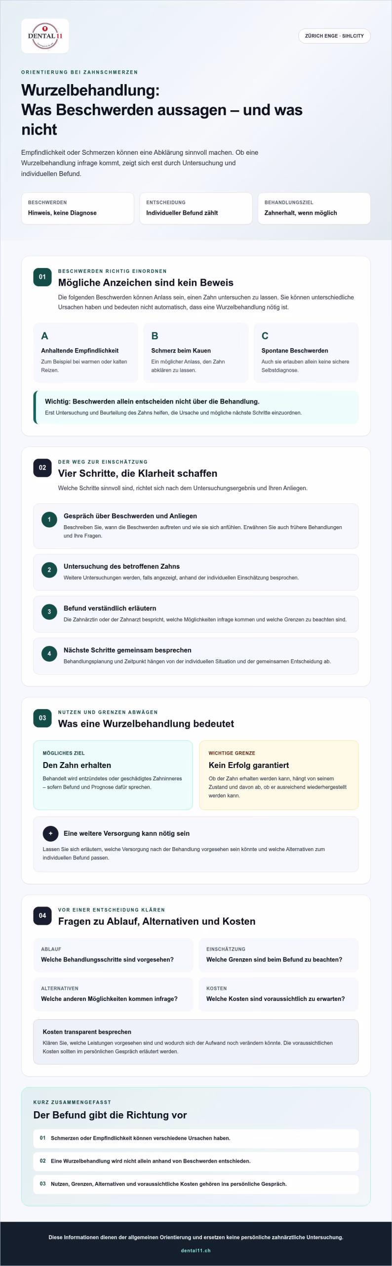 Wurzelbehandlung in Zürich Enge: Ablauf, Möglichkeiten und nächste Schritte